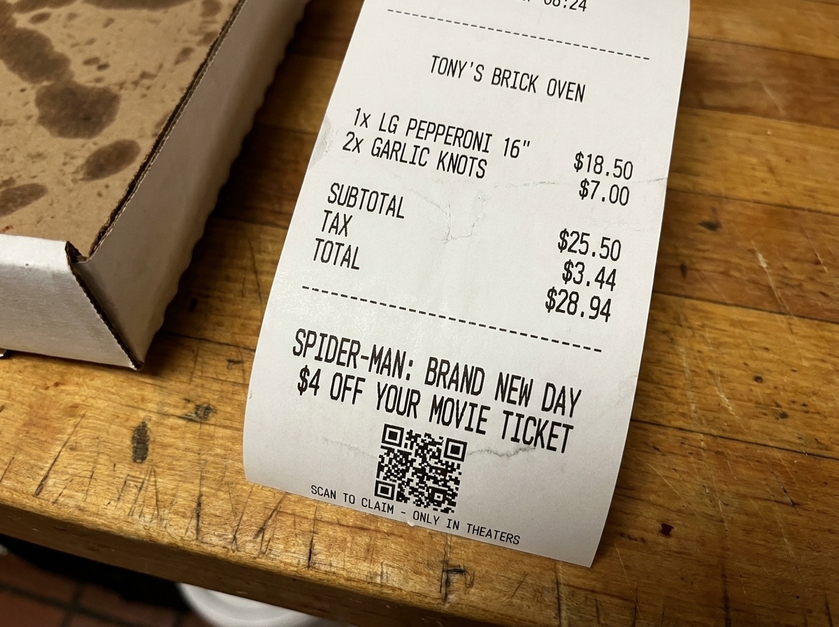 Receipt tape ad example